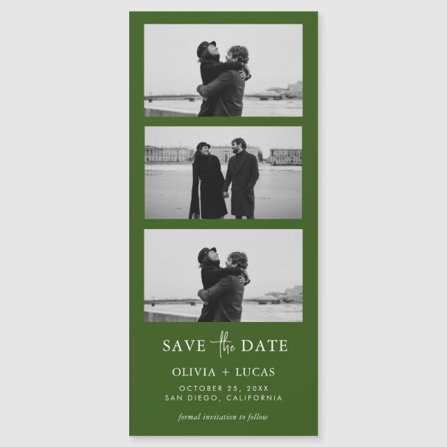 Carte Magnétique Mariage magnétique de la bande photo verte de la f (Devant)