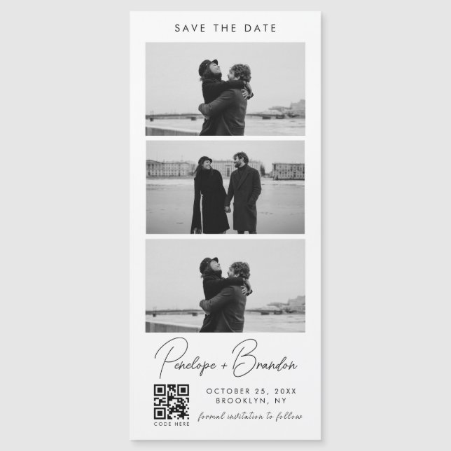Carte Magnétique Mariage magnétique du code QR Script Photo Strip (Devant)