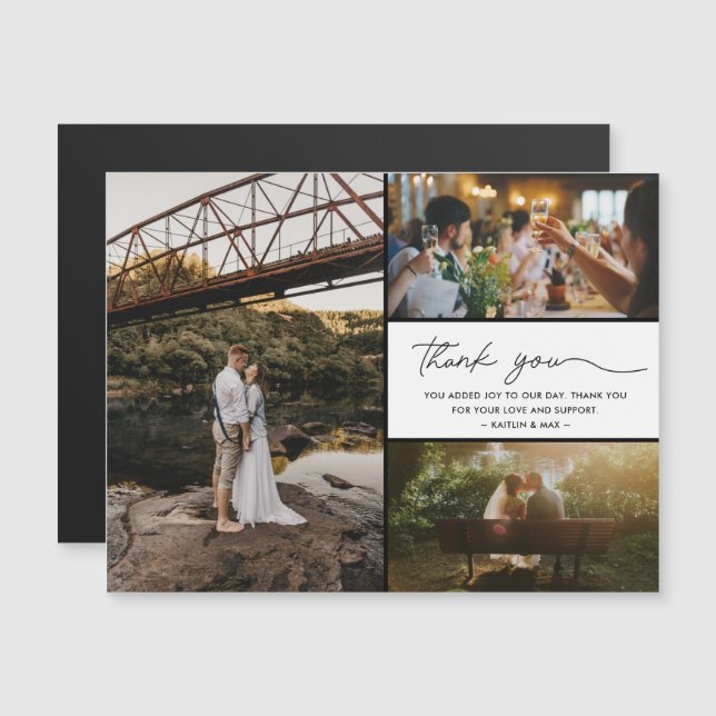 Carte Magnétique Mariage Merci photo simple et moderne (Devant / Derrière)