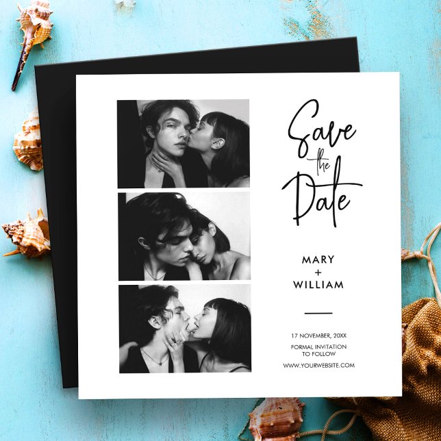 Carte Magnétique Mariage moderne Photomaton Enregistrer la date  (Modern Photo Booth Save the Date Wedding, Wedding Favors, Wedding Invitation)
