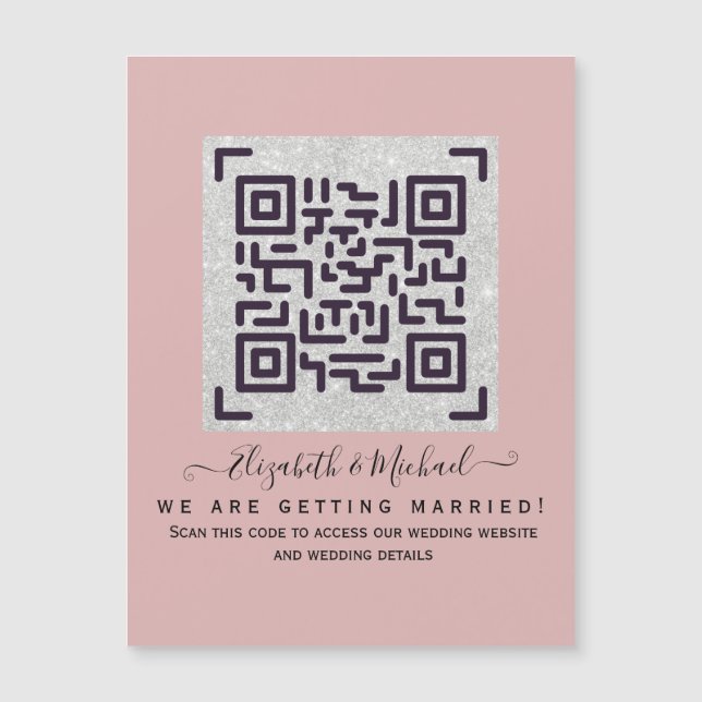 Carte Magnétique Mariage moderne RSVP avec QR CODE - N'IMPORTE QUEL (Devant)
