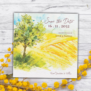 Carte Magnétique Mariage paysager Jaune Sauvez la date