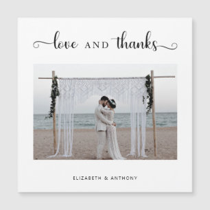 Carte Magnétique Mariage photo Amour et merci Simple Elegant Chic
