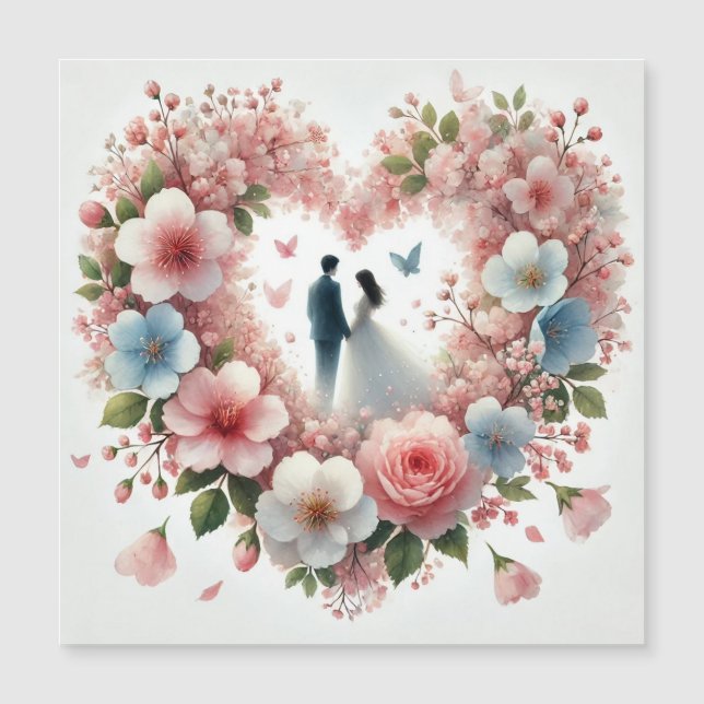 Carte Magnétique Mariage Romantique 3 (Devant)