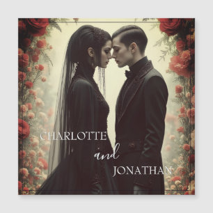 Carte Magnétique Mariage romantique dans l'élégance noire