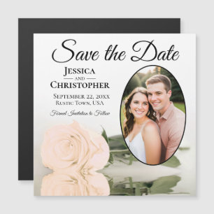 Carte Magnétique Mariage Rose Pale Peach Enregistrer La Date Photo 