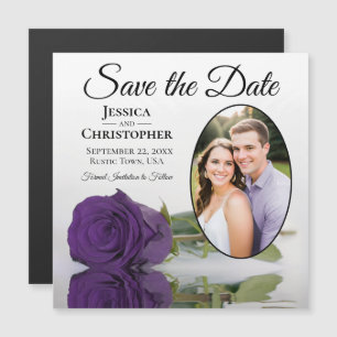 Carte Magnétique Mariage Rose Violet Enregistrer La Date Photo Magn