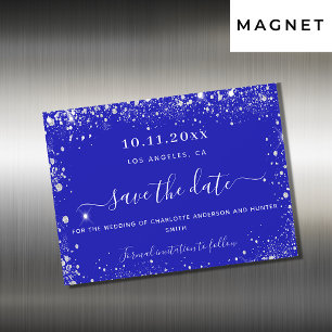 Carte Magnétique Mariage Royal bleu argent enregistrer l'aimant dat