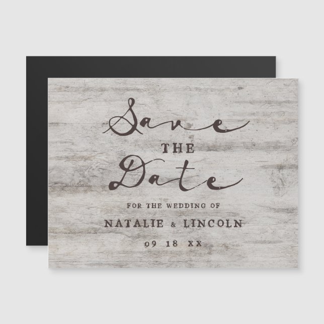 Carte Magnétique Mariage rustique Sauvez la date (Devant / Derrière)