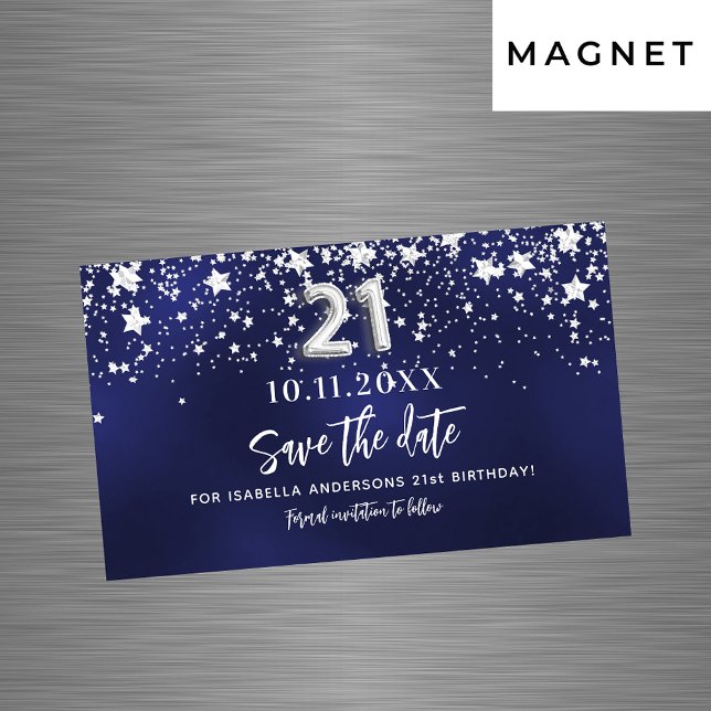 Carte Magnétique Marine bleu étoiles 21e anniversaire Enregistrer l (Créateur téléchargé)