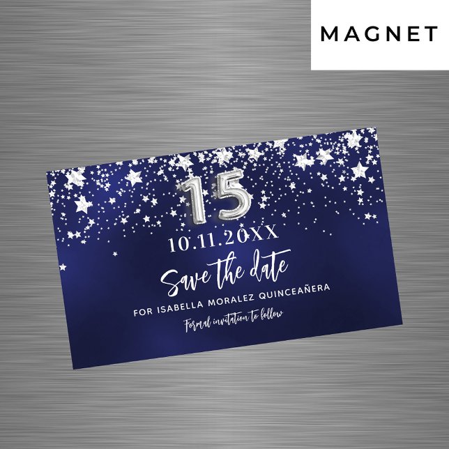 Carte Magnétique Marine bleu étoiles Quinceanera Enregistrer l'aima (Créateur téléchargé)