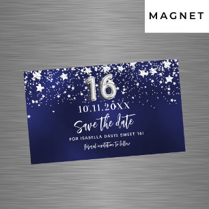Carte Magnétique Marine bleu étoiles Sweet 16 Save the Date aimant