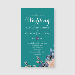 Carte Magnétique Marine turquoise Coral Floral Budget Mariage papet