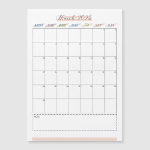 Carte Magnétique Mars 2025 Calendrier magnétique