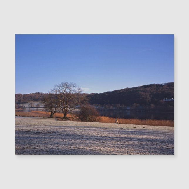 Carte Magnétique matin gelé Eau Esthwaite Cumbria Angleterre (Devant)