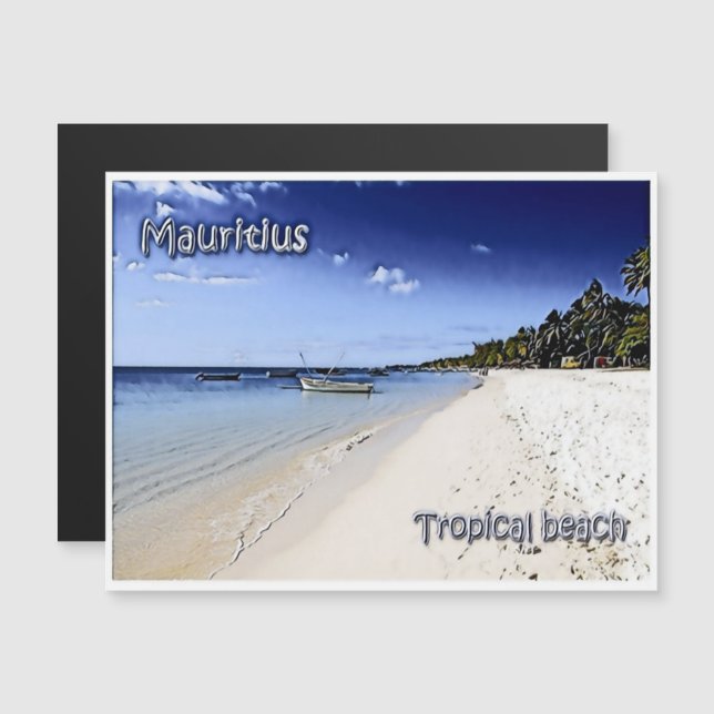 Carte Magnétique Maurice - Plage tropicale - (Devant / Derrière)