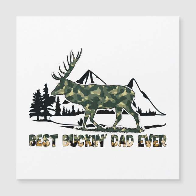 Carte Magnétique Meilleur papa de Buckin jamais - Cerf de Camouflag (Devant)