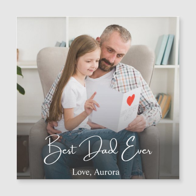 Carte Magnétique Meilleur papa jamais personnalisé photo (Devant)