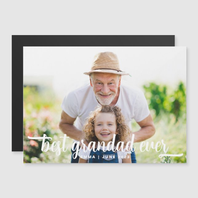 Carte Magnétique Meilleure photo de grand-père  (Devant / Derrière)