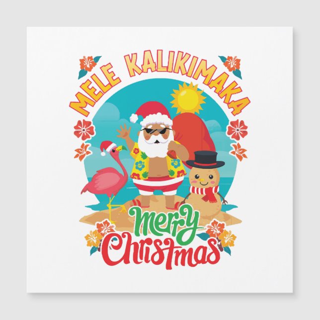 Carte Magnétique Mele Kalikimaka pour un Noël hawaïen brillant (Devant)
