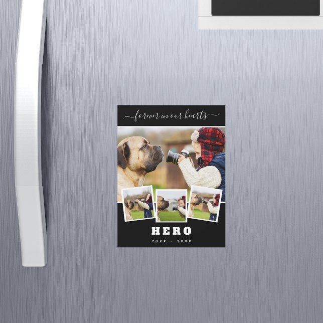 Carte Magnétique Mémorial noir photo collage amour chien animal aim (Créateur téléchargé)
