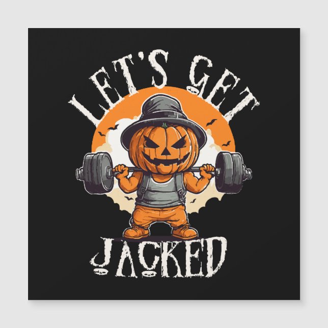 Carte Magnétique Mens Laissons Le Citrouille Jack-O-Lantern Enjoué (Devant)