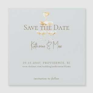 Carte Magnétique Mer de Champagne Mariage Enregistrer la Date Magné