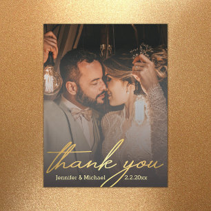 Carte Magnétique merci, aimant de photo de mariage en calligraphie 
