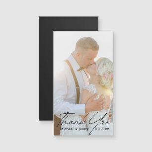 Carte Magnétique merci calligraphie moderne mariage photo aimant