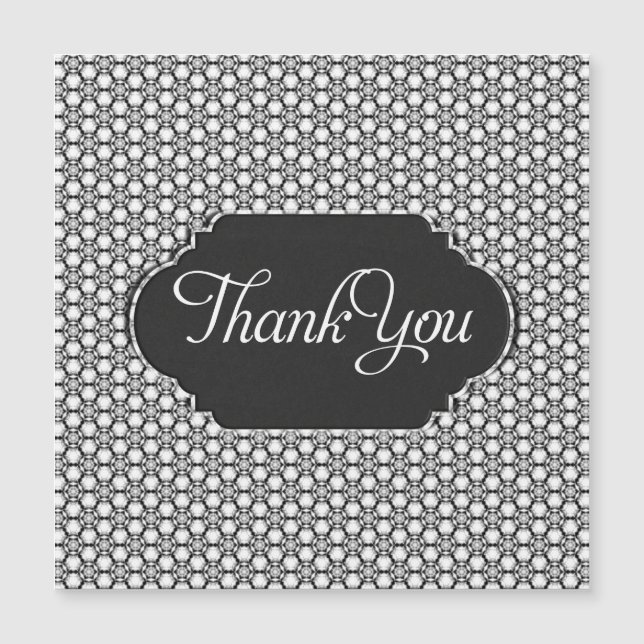 Carte Magnétique Merci élégant sur Motif noir blanc Hexagon (Devant)
