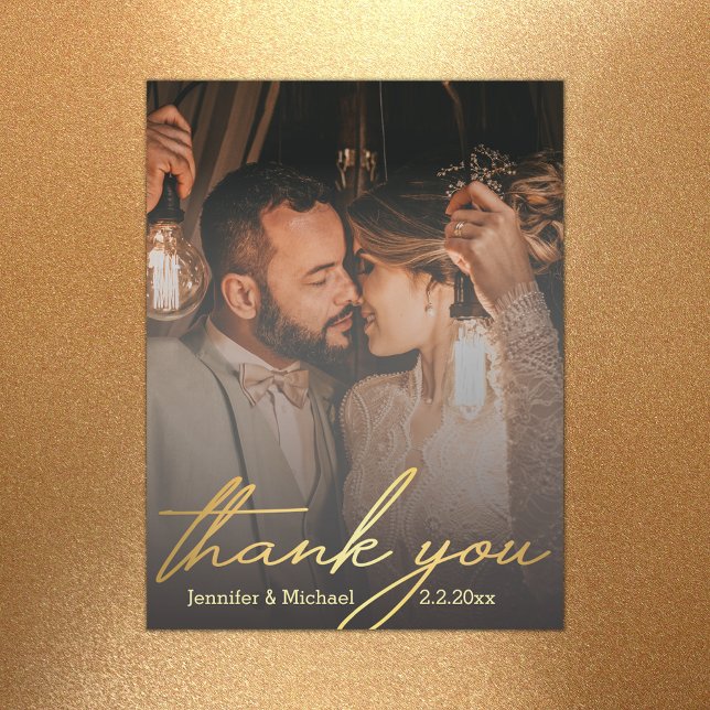 Carte Magnétique merci, golden calligraphy mariage (Créateur téléchargé)