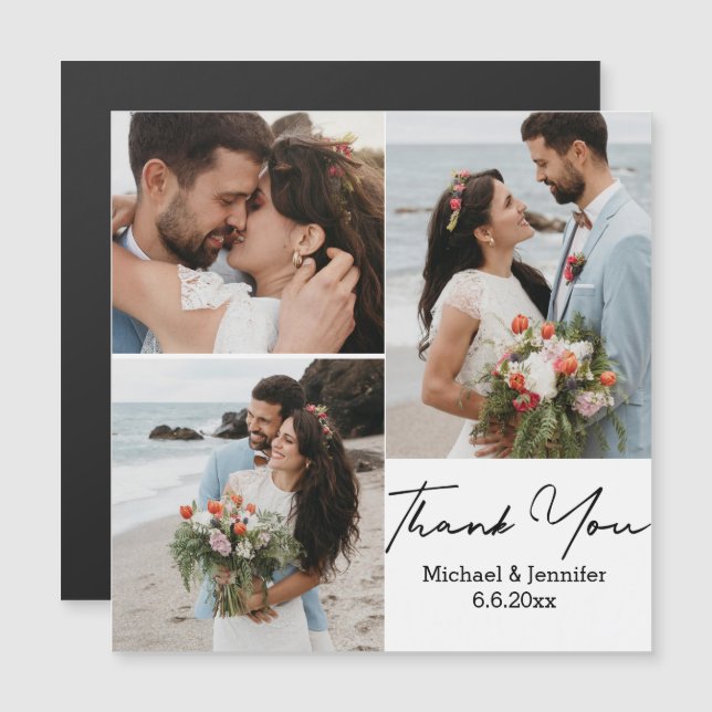 Carte Magnétique merci, minimum 3 photos mariage aimant (Devant / Derrière)