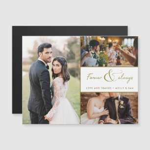 Carte Magnétique Merci photo Mariage pour toujours et toujours or