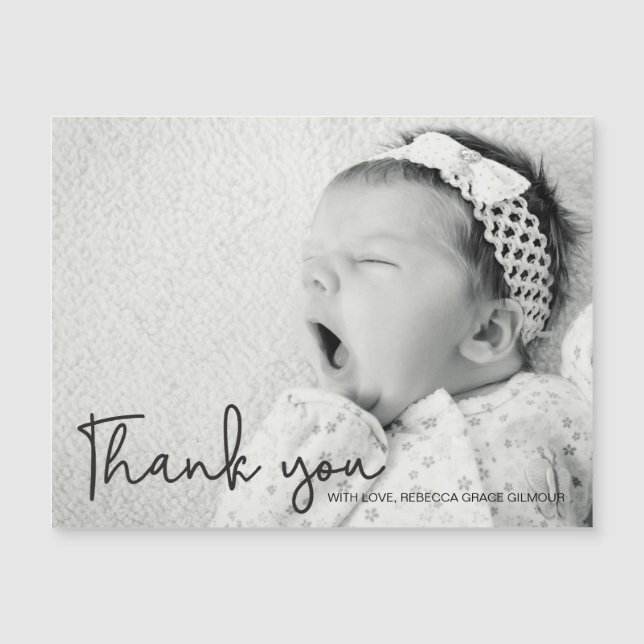 Carte Magnétique Merci Photo Personnalisé Simple De Baby Girl (Devant)