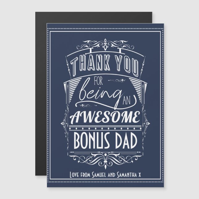 Carte Magnétique Merci Pour Être Un Bonus Superbe Papa - Stepdad (Devant / Derrière)