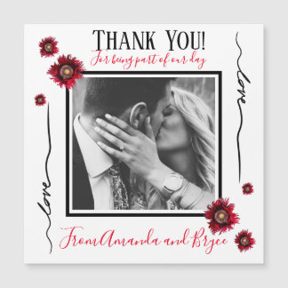 Carte Magnétique Merci simple pavot rouge