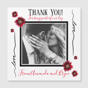 Carte Magnétique Merci simple pavot rouge