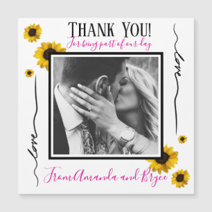 Carte Magnétique Merci simple tournesol doré
