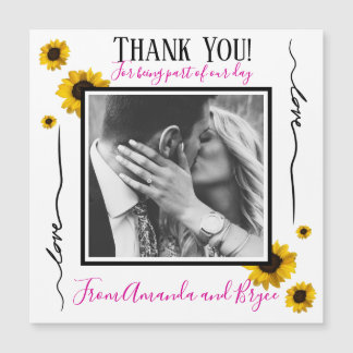 Carte Magnétique Merci simple tournesol doré