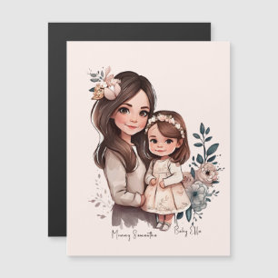 Carte Magnétique Mère et fille adorable personnalisée (3)