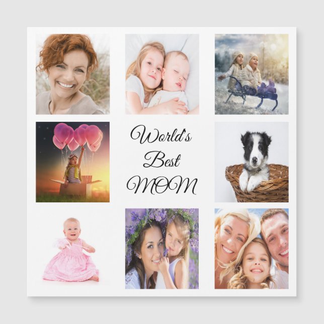 Carte Magnétique Mère meilleure maman blanc photo collage aimant (Devant)