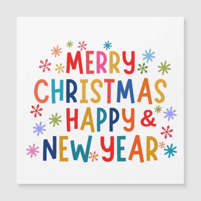 CARTE MAGNÉTIQUE MERRY CHRISTMAS AND HAPPY NEW YEAR (Devant)