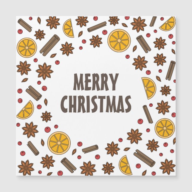 Carte Magnétique Merry Xmas épices cannelle étoile anis (Devant)