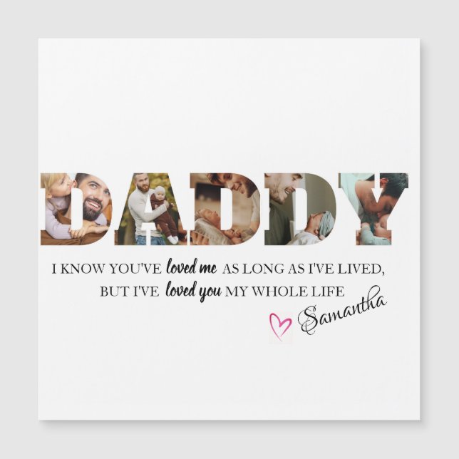 Carte Magnétique Minimaliste DADDY Photo Collage Fête des pères heu (Devant)