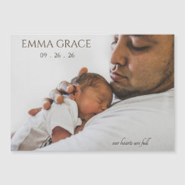 Carte Magnétique Modern Timeless Photo Magnetic Birth Announcement