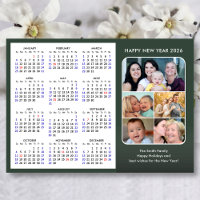 Moderne 2024 Calendrier Sage Vert 5 Photo Magnétiq