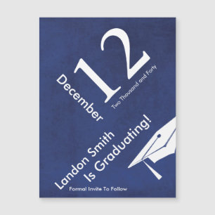 Carte Magnétique Moderne Bleu Graduation Enregistrer La Date