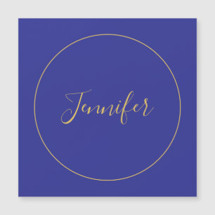 Carte Magnétique Moderne calligraphie unie de couleur bleue et or