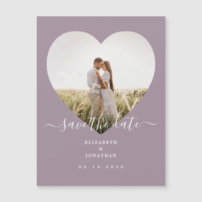 Carte Magnétique Moderne Chic Lavender Mariage Photo Enregistrer La (Devant)