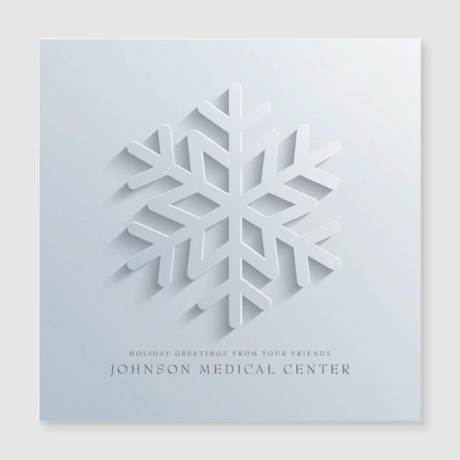 Carte Magnétique Moderne Élégant Flocon de neige Salutations Médica (Devant)